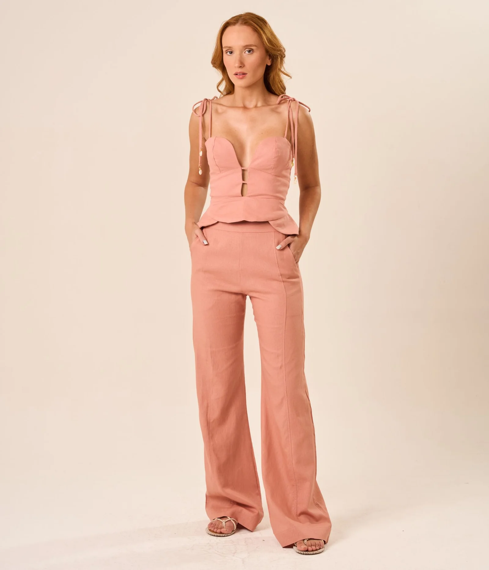 Calça de Linho rosé